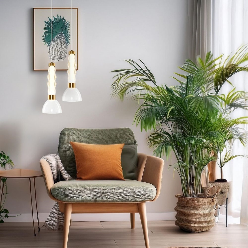 LED Lustr na lanku LUCCO LED/13W/230V pr. 15 cm zlatá