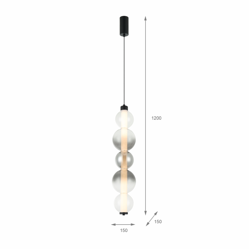 LED Lustr na lanku LUMMI LED/19W/230V černá/kouřová