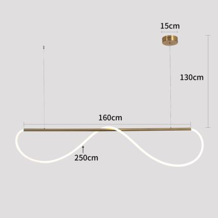LED Lustr na lanku MELECA LED/36W/230V 3000/4000/6000K 160 cm zlatá