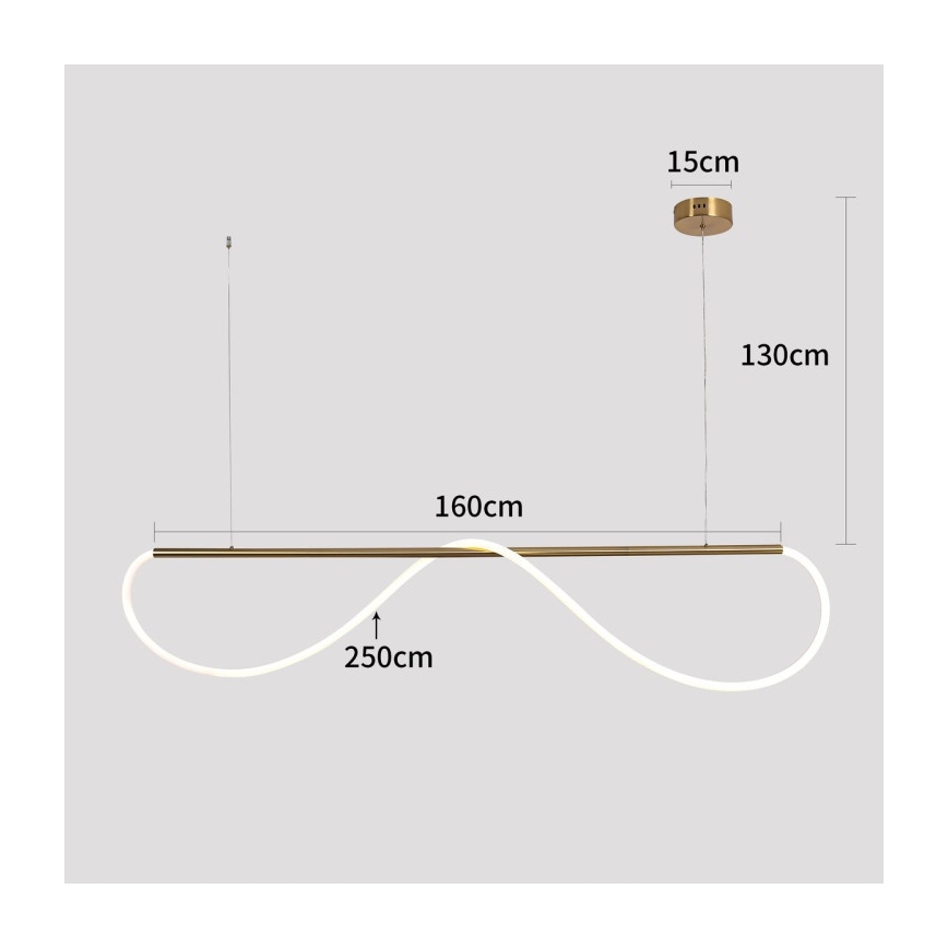 LED Lustr na lanku MELECA LED/36W/230V 3000/4000/6000K 160 cm zlatá