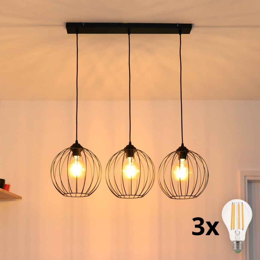 LED Lustr na lanku MERCURE 3xE27/15W/230V
