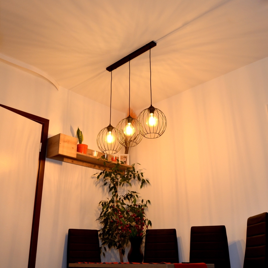 LED Lustr na lanku MERCURE 3xE27/15W/230V