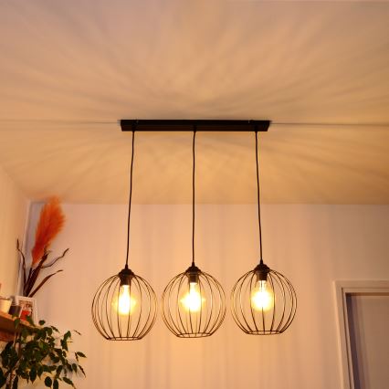 LED Lustr na lanku MERCURE 3xE27/15W/230V