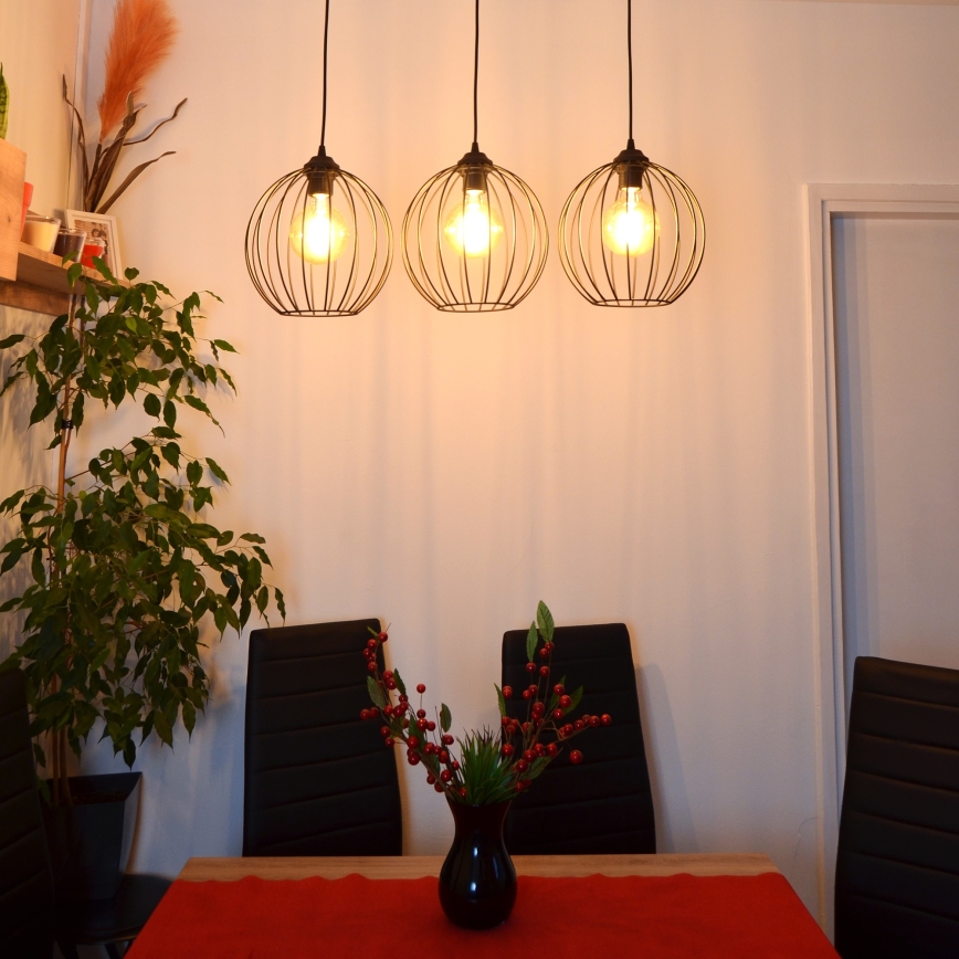 LED Lustr na lanku MERCURE 3xE27/15W/230V