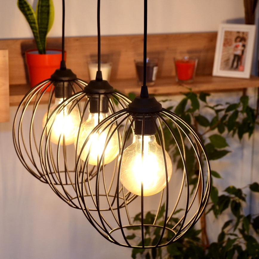 LED Lustr na lanku MERCURE 3xE27/15W/230V
