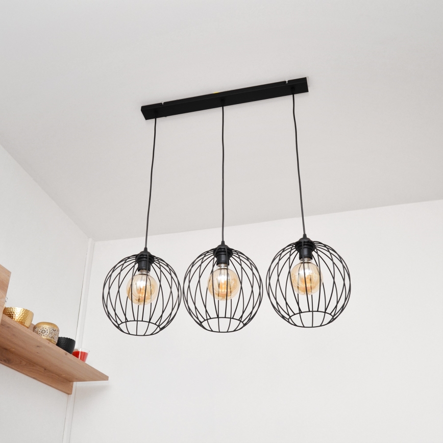 LED Lustr na lanku MERCURE 3xE27/15W/230V