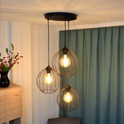 LED Lustr na lanku MERCURE 3xE27/15W/230V pr. 50 cm černá