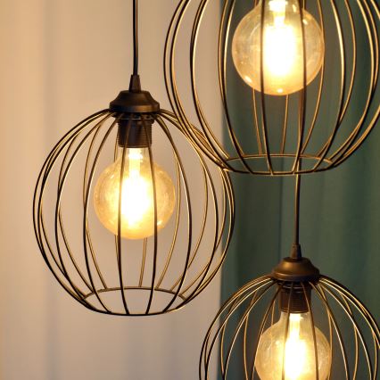 LED Lustr na lanku MERCURE 3xE27/15W/230V pr. 50 cm černá