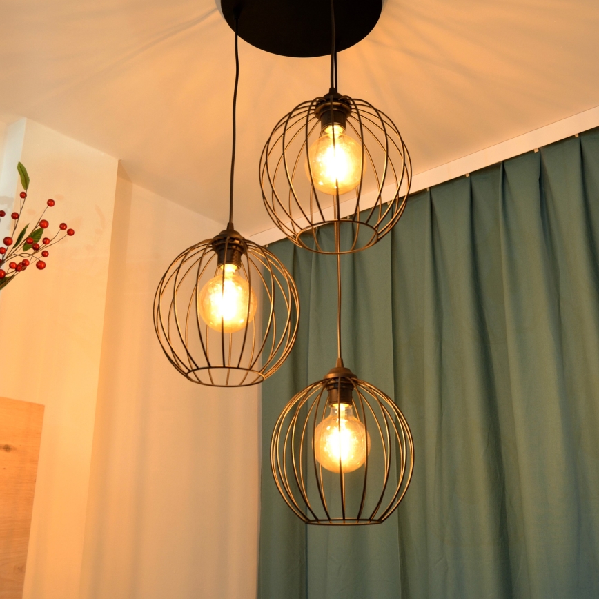 LED Lustr na lanku MERCURE 3xE27/15W/230V pr. 50 cm černá