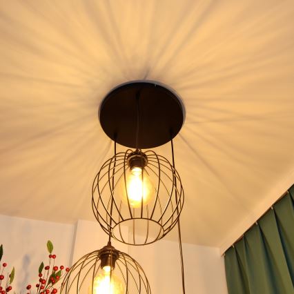 LED Lustr na lanku MERCURE 3xE27/15W/230V pr. 50 cm černá