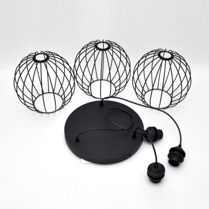 LED Lustr na lanku MERCURE 3xE27/15W/230V pr. 50 cm černá