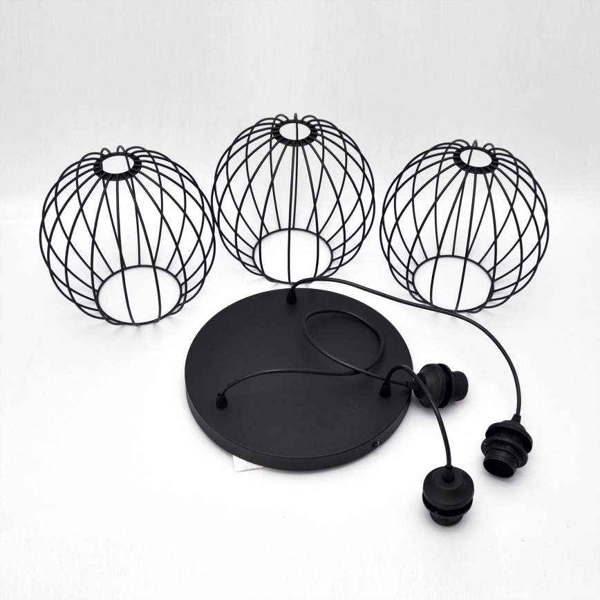 LED Lustr na lanku MERCURE 3xE27/15W/230V pr. 50 cm černá