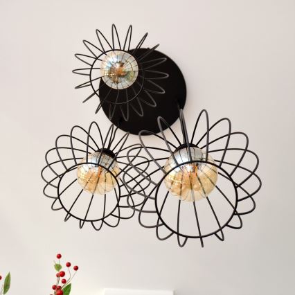 LED Lustr na lanku MERCURE 3xE27/15W/230V ø 50 cm černá