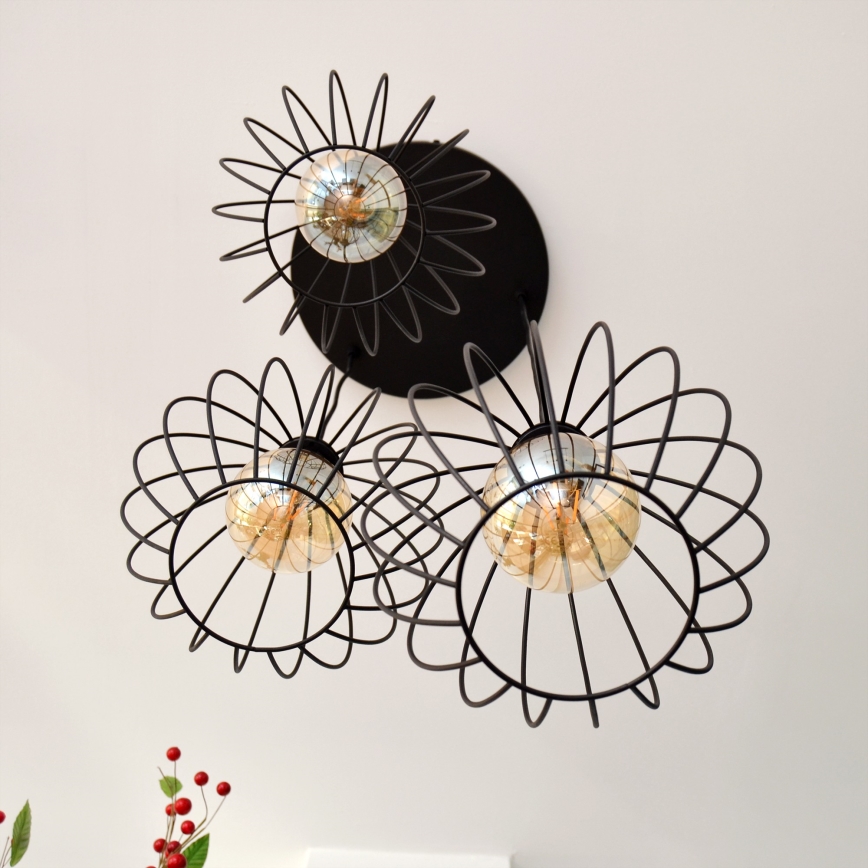 LED Lustr na lanku MERCURE 3xE27/15W/230V ø 50 cm černá