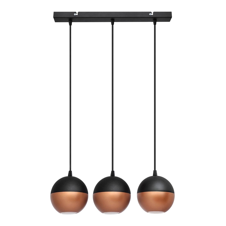LED Lustr na lanku MIDWAY 3xGU10/4,8W/230V černá/měděná