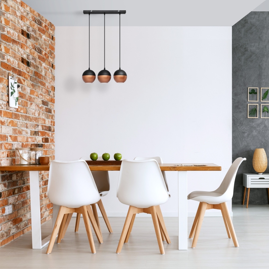 LED Lustr na lanku MIDWAY 3xGU10/4,8W/230V černá/měděná