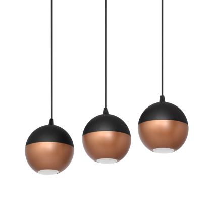 LED Lustr na lanku MIDWAY 3xGU10/4,8W/230V černá/měděná