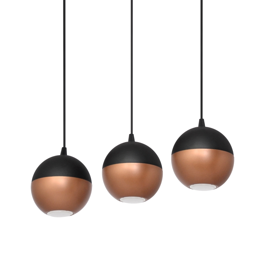 LED Lustr na lanku MIDWAY 3xGU10/4,8W/230V černá/měděná