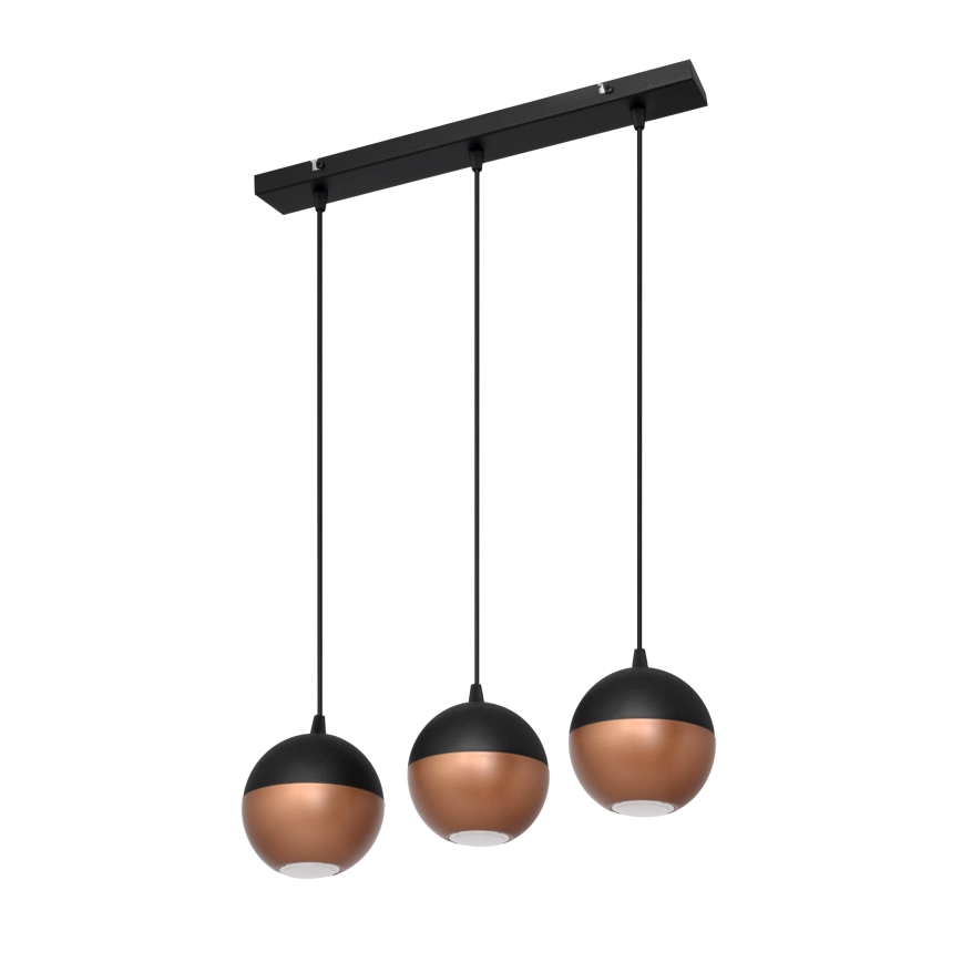 LED Lustr na lanku MIDWAY 3xGU10/4,8W/230V černá/měděná