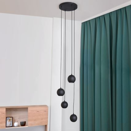 LED Lustr na lanku MIDWAY 4xGU10/4,8W/230V černá