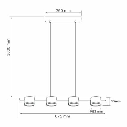 LED Lustr na lanku MIRELLA 4xGX53/6W/230V zlatá/černá