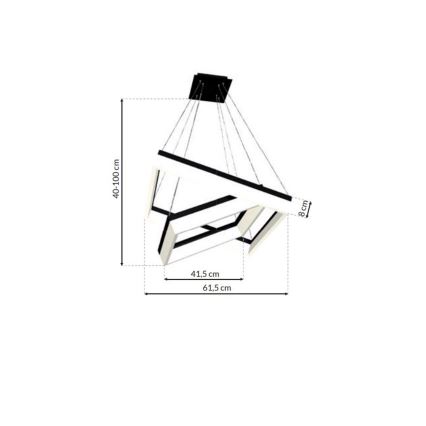 LED Lustr na lanku NERO 2xLED/80W/230V