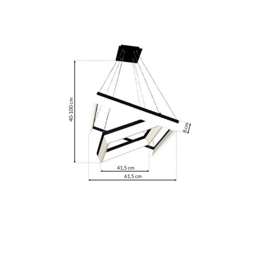LED Lustr na lanku NERO 2xLED/80W/230V