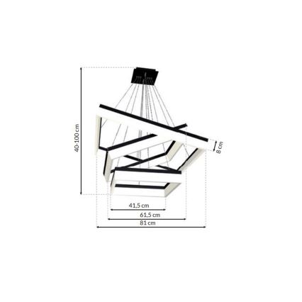 LED Lustr na lanku NERO 3xLED/140W/230V