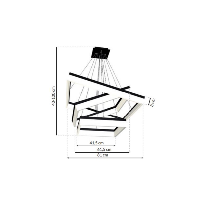 LED Lustr na lanku NERO 3xLED/140W/230V