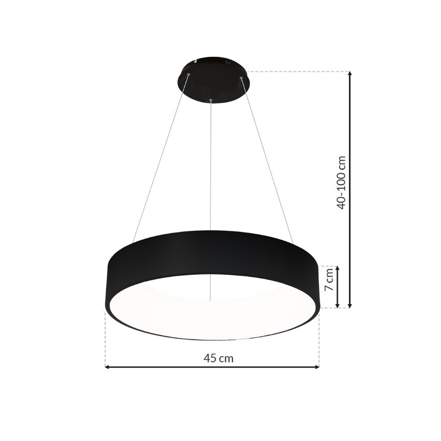 LED Lustr na lanku OHIO BLACK LED/24W/230V