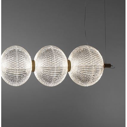 LED Lustr na lanku PELLUCID LED/23W/230V zlatá/čirá