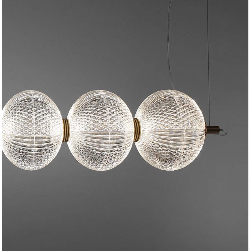 LED Lustr na lanku PELLUCID LED/23W/230V zlatá/čirá