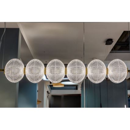 LED Lustr na lanku PELLUCID LED/23W/230V zlatá/čirá