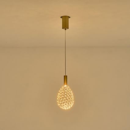 LED Lustr na lanku PERFORATO LED/6,3W/230V 3000K zlatá pr. 14 cm
