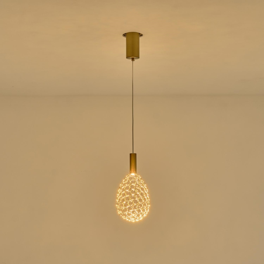 LED Lustr na lanku PERFORATO LED/6,3W/230V 3000K zlatá pr. 14 cm