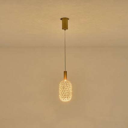 LED Lustr na lanku PERFORATO LED/6,3W/230V 3000K zlatá pr. 20 cm