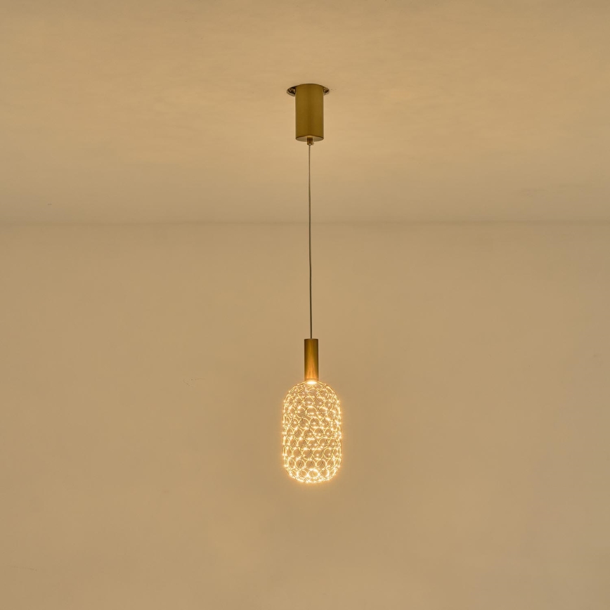 LED Lustr na lanku PERFORATO LED/6,3W/230V 3000K zlatá pr. 20 cm