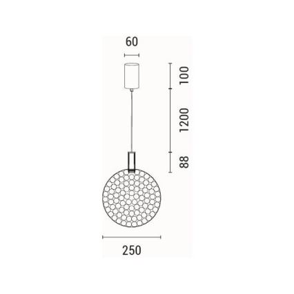 LED Lustr na lanku PERFORATO LED/6,3W/230V 3000K zlatá pr. 25 cm