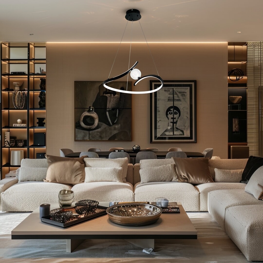 LED Lustr na lanku PERLA LED/34W/230V černá