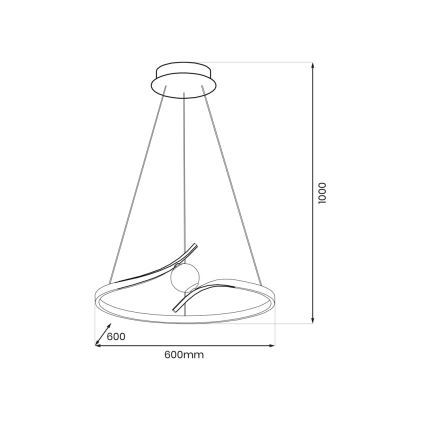 LED Lustr na lanku PERLA LED/34W/230V černá