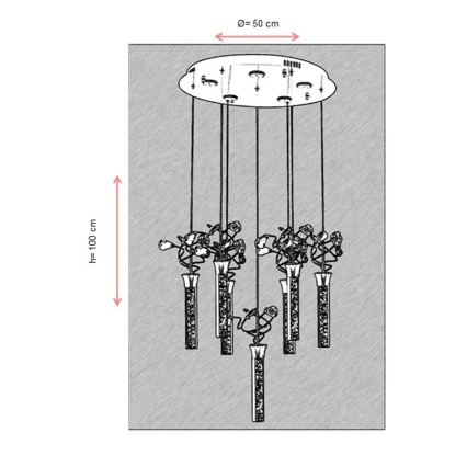 LED Lustr na lanku PIGEON 7xLED/6W/230V 6500K lesklý chrom
