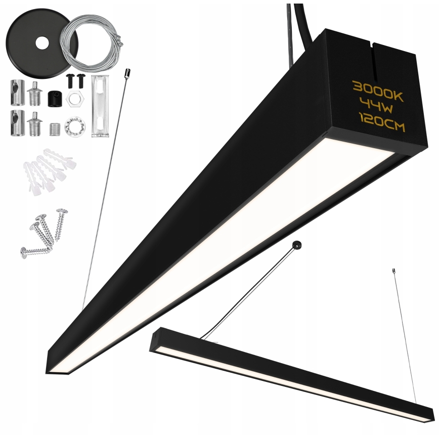 LED Lustr na lanku/přisazený LED/44W/230V 3000K 120 cm černá