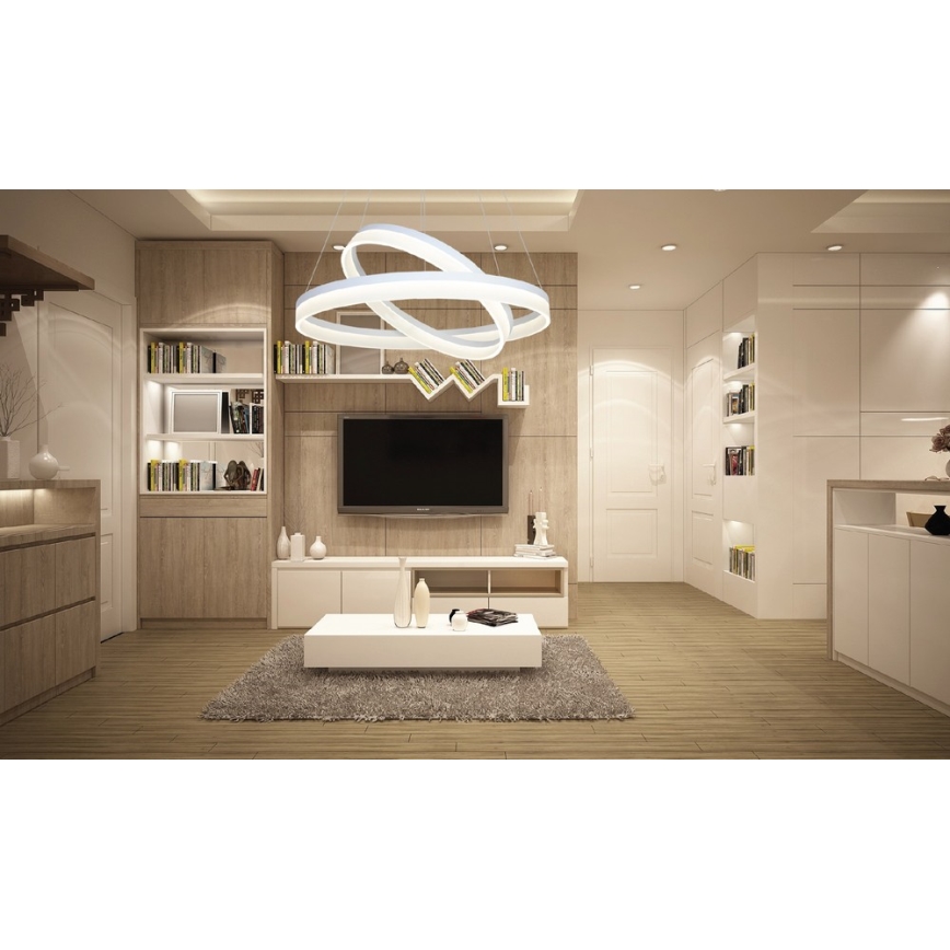 LED Stmívatelný lustr na lanku RING s dálkovým ovladačem LED/60W/230V