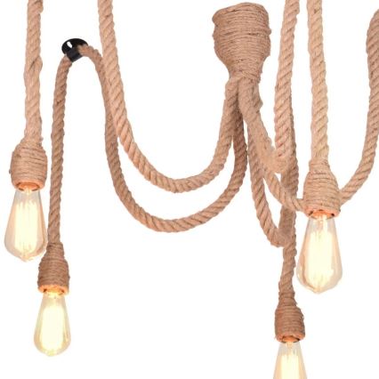 LED Lustr na lanku ROPE CASA 5xE27/10W/230V pavouk