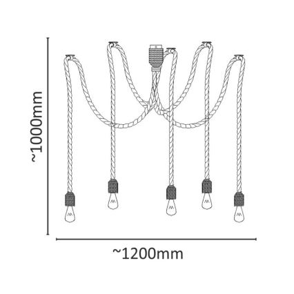 LED Lustr na lanku ROPE CASA 5xE27/10W/230V pavouk