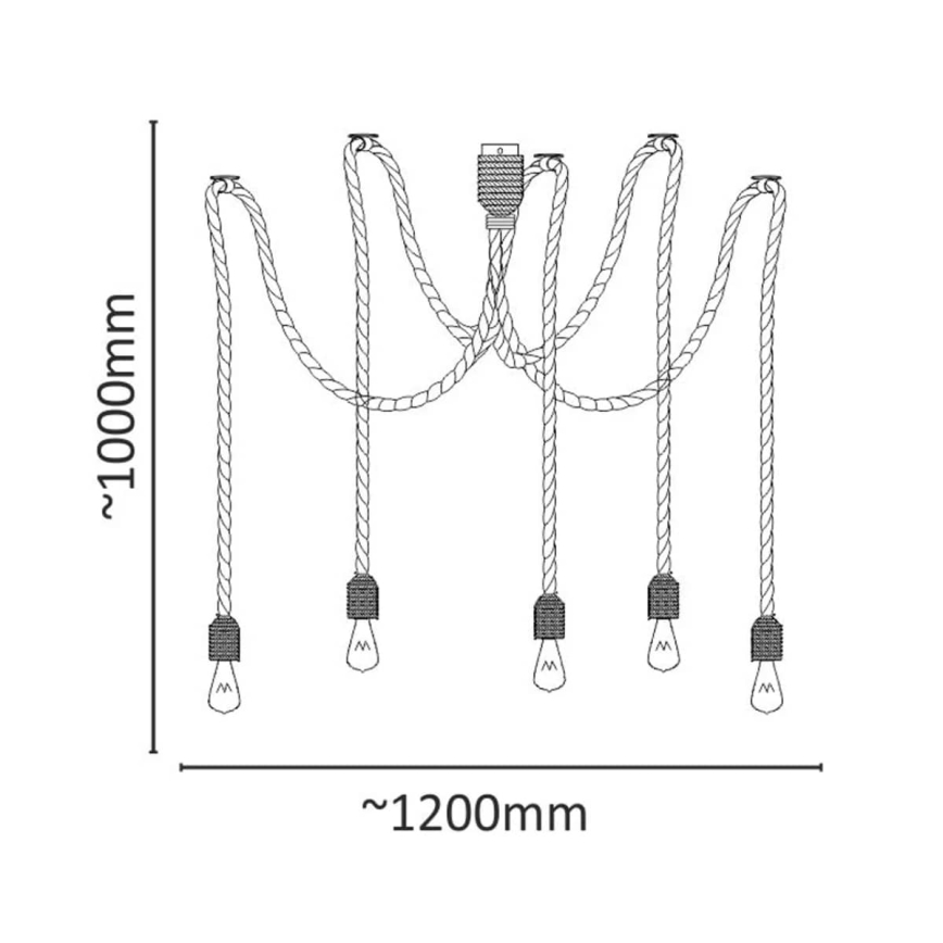 LED Lustr na lanku ROPE CASA 5xE27/10W/230V pavouk