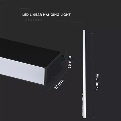 LED Lustr na lanku SAMSUNG CHIP 1xLED/40W/230V 4000K černá