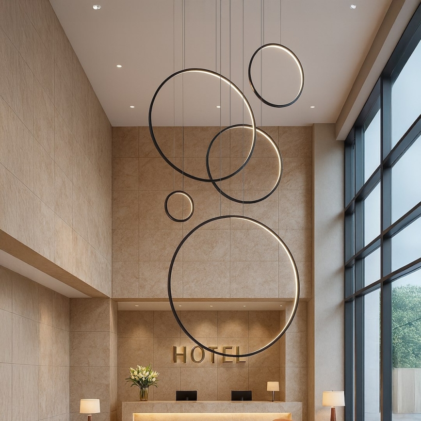 LED Lustr na lanku SATURNO LED/100W/230V černá