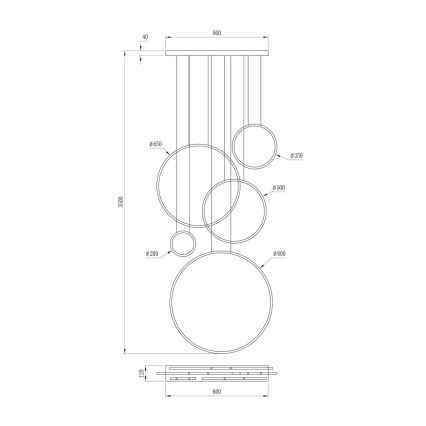 LED Lustr na lanku SATURNO LED/100W/230V zlatá