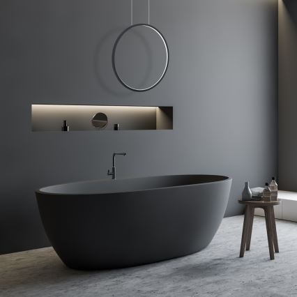 LED Lustr na lanku SATURNO LED/28W/230V pr. 50 cm IP44 černá